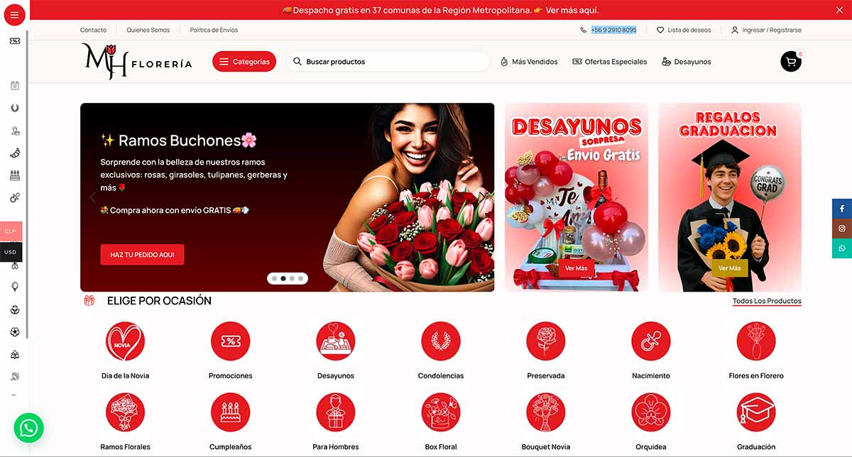 Florerias flores a domicilio Santiago